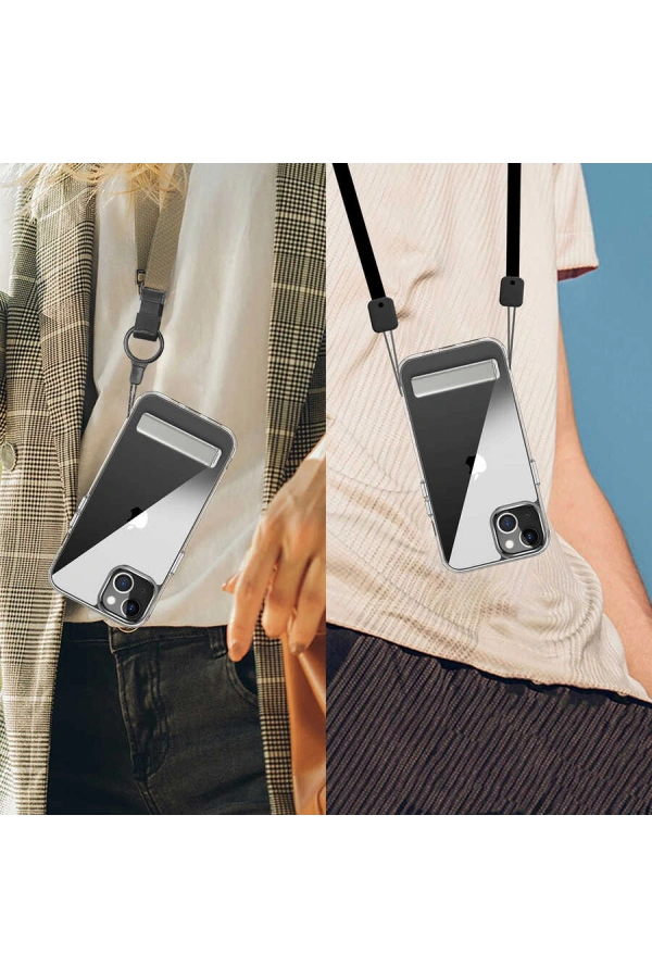 Apple iPhone 14 Kılıf Standlı Şeffaf Silikon Zore L-Stand Kapak