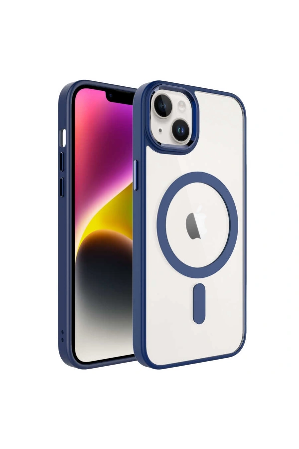 Apple iPhone 14 Kılıf Wireless Şarj Özellikli Zore Krom M-safe Silikon Kapak
