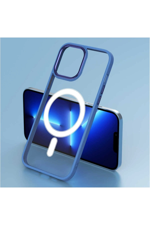 Apple iPhone 14 Kılıf Wireless Şarj Özellikli Zore Krom M-safe Silikon Kapak