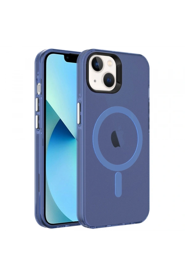 Apple iPhone 14 Kılıf Zore M-safe Şarj Özellikli Buzlu Transparan C-Pro Sert Kapak