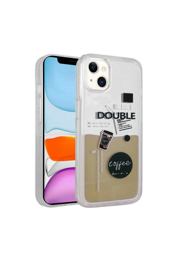 Apple iPhone 14 Plus Kılıf Desenli Sıvılı Zore Drink Silikon Kapak