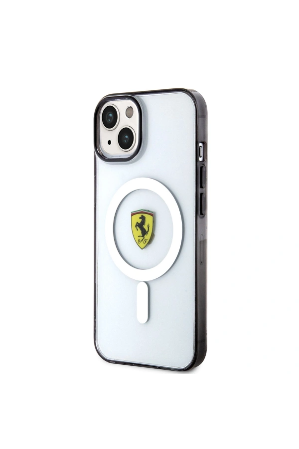 Apple iPhone 14 Plus Kılıf Ferrari M-safe Şarj Özellikli Transparan Dizayn Kapak