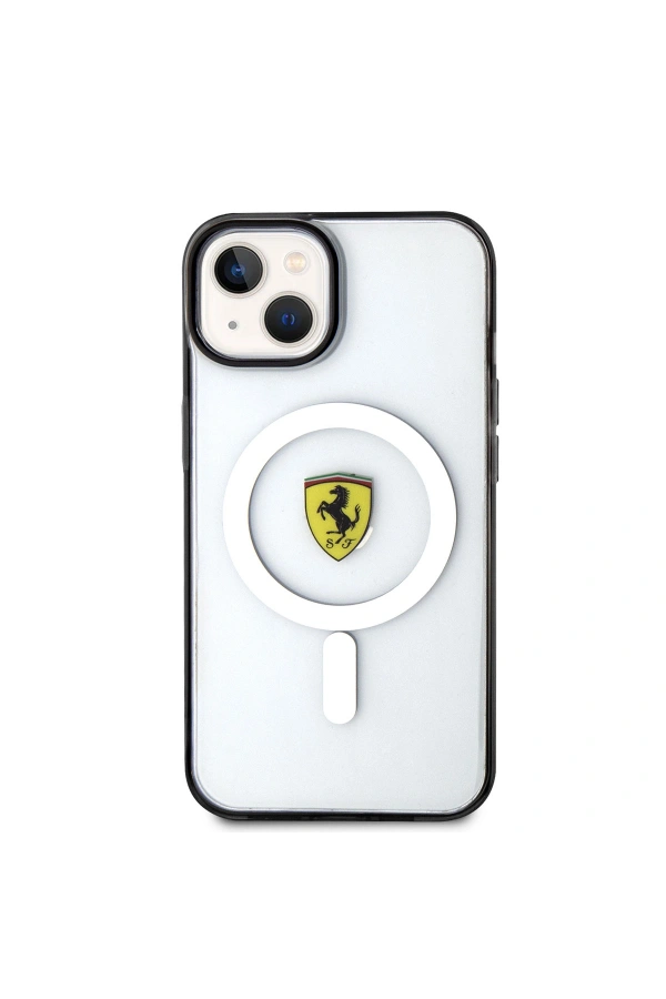 Apple iPhone 14 Plus Kılıf Ferrari M-safe Şarj Özellikli Transparan Dizayn Kapak