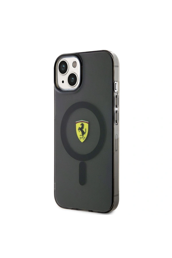 Apple iPhone 14 Plus Kılıf Ferrari M-safe Şarj Özellikli Yarı Transparan Dizayn Kapak
