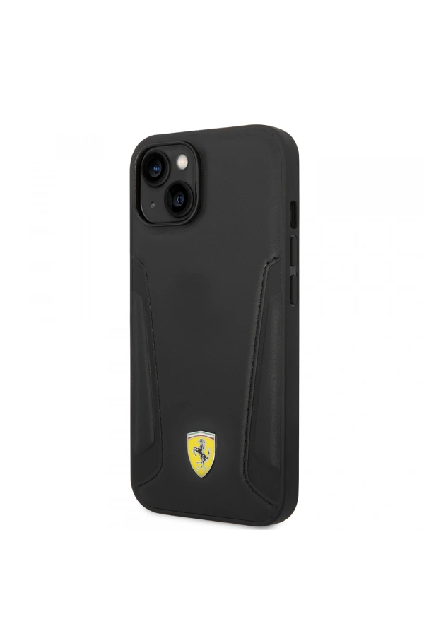 Apple iPhone 14 Plus Kılıf Ferrari Orjinal Lisanslı M-safe Şarj Özellikli Deri Kenarları Damgalı Dizayn Kapak