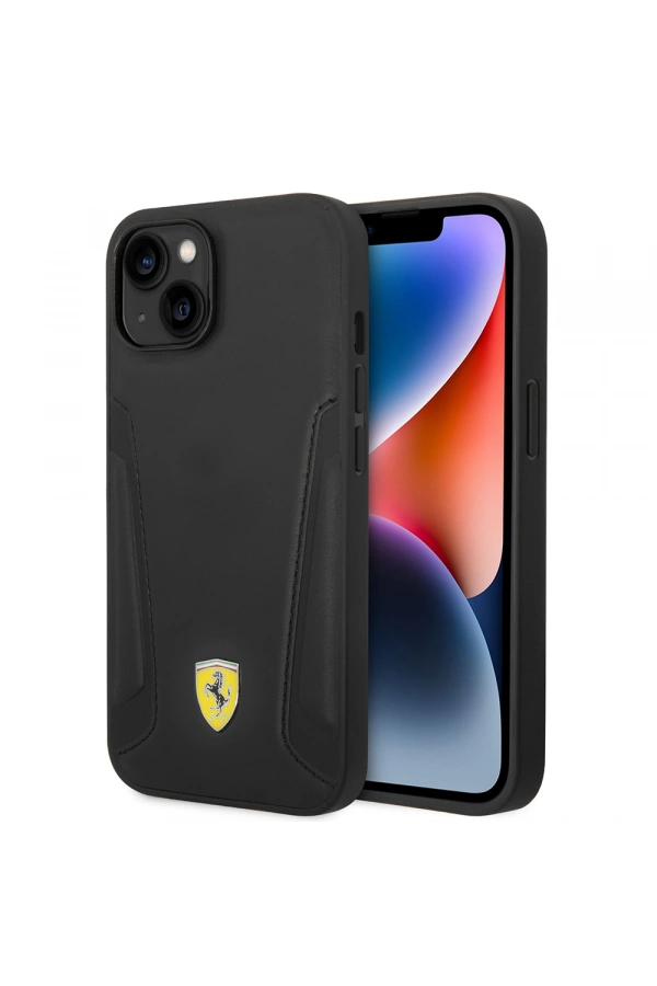 Apple iPhone 14 Plus Kılıf Ferrari Orjinal Lisanslı M-safe Şarj Özellikli Deri Kenarları Damgalı Dizayn Kapak