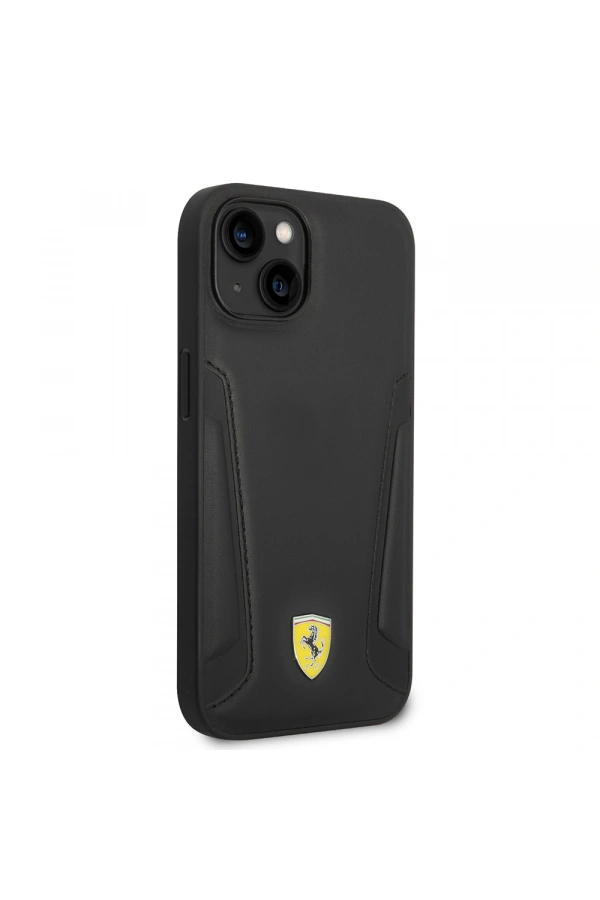 Apple iPhone 14 Plus Kılıf Ferrari Orjinal Lisanslı M-safe Şarj Özellikli Deri Kenarları Damgalı Dizayn Kapak