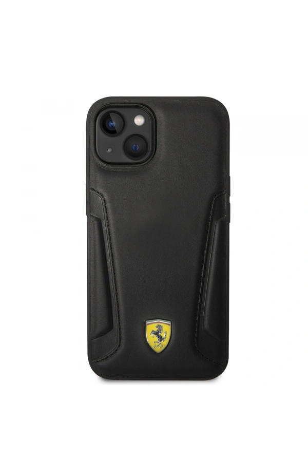 Apple iPhone 14 Plus Kılıf Ferrari Orjinal Lisanslı M-safe Şarj Özellikli Deri Kenarları Damgalı Dizayn Kapak