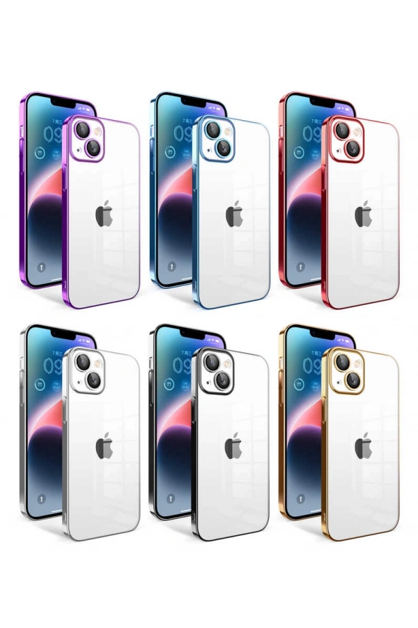 Apple iPhone 14 Plus Kılıf Kamera Korumalı Renkli Çerçeveli Zore Garaj Kapak