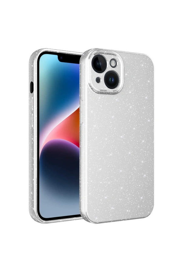 Apple iPhone 14 Plus Kılıf Kamera Korumalı Simli Lüks Zore Koton Kapak