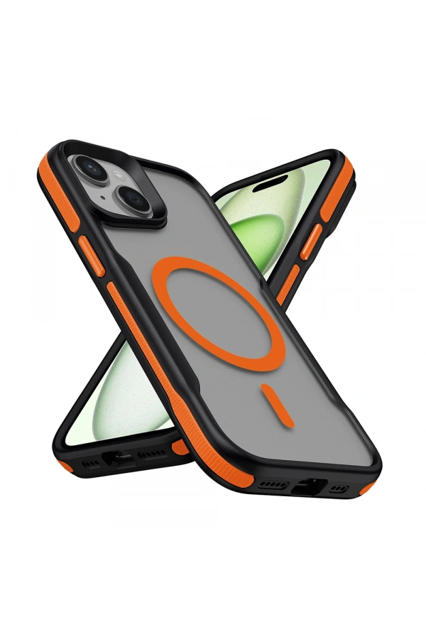Apple iPhone 14 Plus Kılıf M-safe Şarj Özellikli Renkli Kenar Airbag Şeritli Zore Lamer Kapak