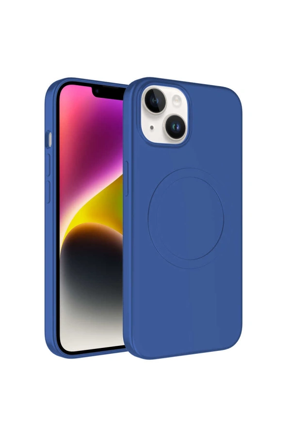 Apple iPhone 14 Plus Kılıf M-safe Wireless Şarj Özellikli Pastel Renk Silikon Zore Plas Kapak