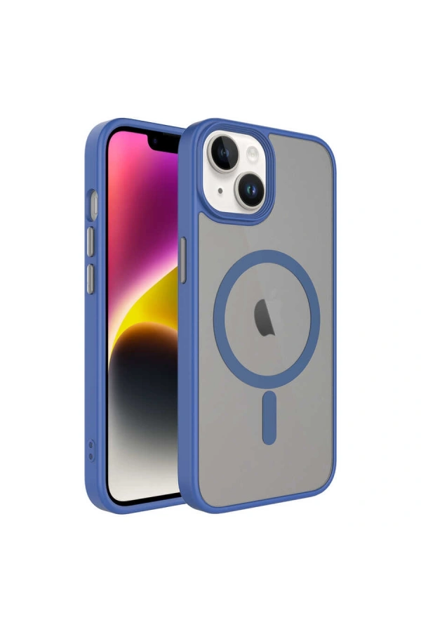 Apple iPhone 14 Plus Kılıf Mat Arka Yüzey Wireless Şarj Özellikli Zore Flet M-safe Kapak