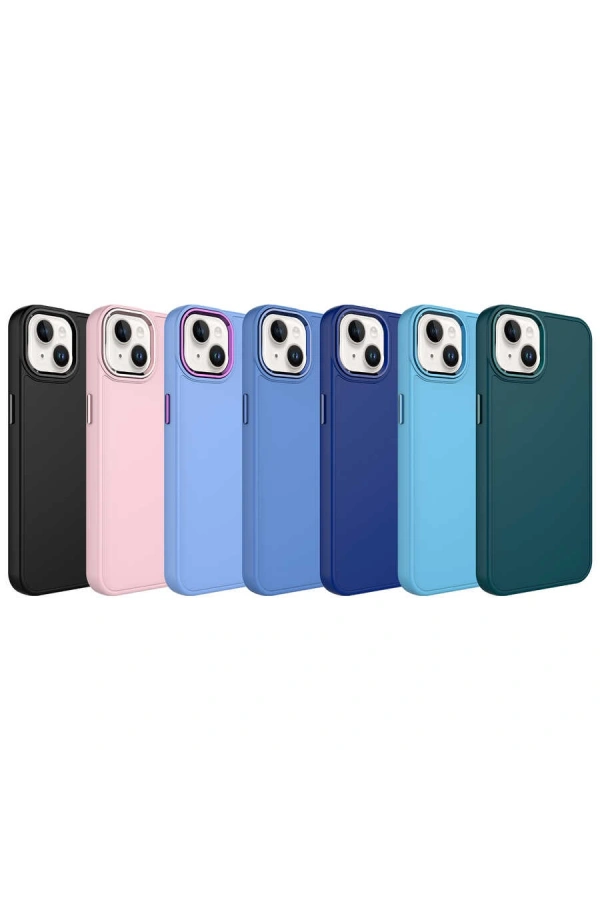 Apple iPhone 14 Plus Kılıf Metal Çerçeve ve Buton Tasarımlı Silikon Zore Luna Kapak