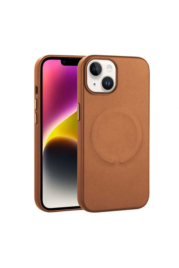 Apple iPhone 14 Plus Kılıf PU Deri M-safe Wireless Şarj Özellikli Zore Derix Kapak
