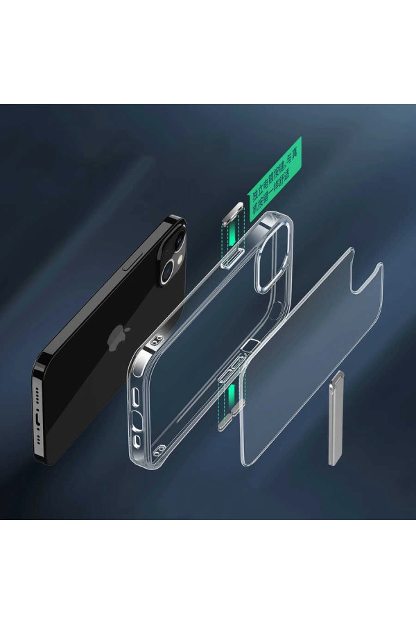 Apple iPhone 14 Plus Kılıf Standlı Şeffaf Silikon Zore L-Stand Kapak