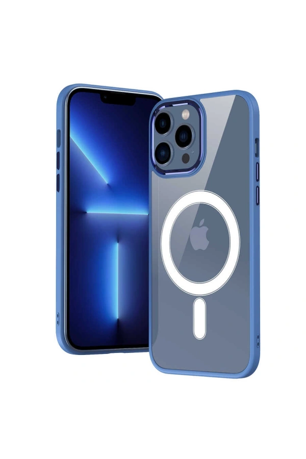 Apple iPhone 14 Plus Kılıf Wireless Şarj Özellikli Zore Krom M-safe Silikon Kapak