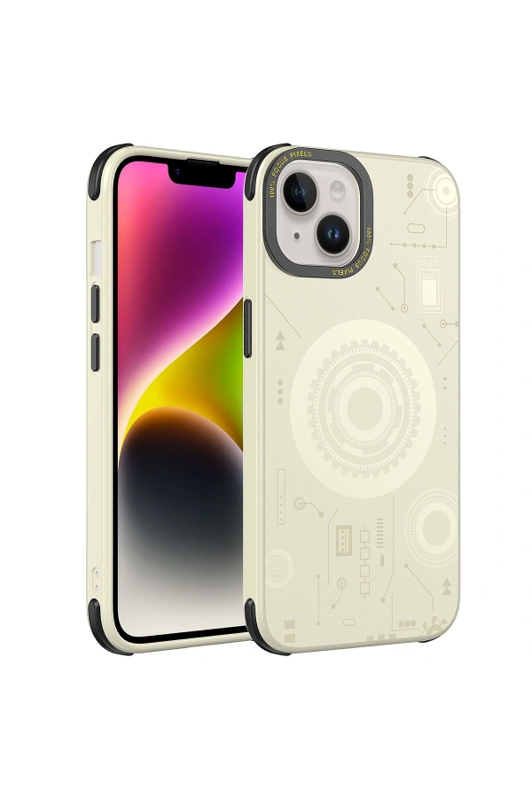 Apple iPhone 14 Plus Kılıf Zore Wireless Şarj Özellikli Desenli Hot Kapak