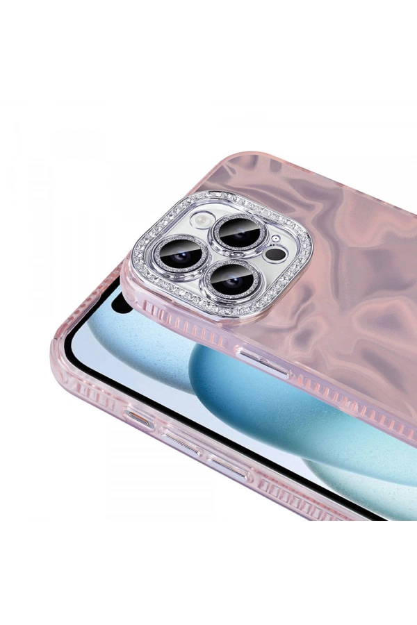 Apple iPhone 14 Pro Kılıf Airbagli Parlak Taş Detay Tasarımlı Zore Esila Kapak