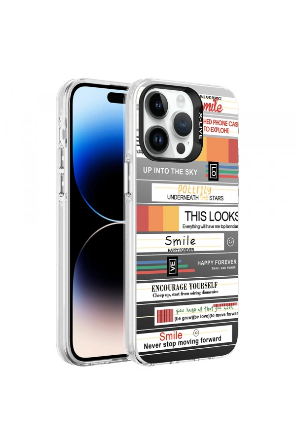 Apple iPhone 14 Pro Kılıf Desenli Zore Silver Sert Kapak