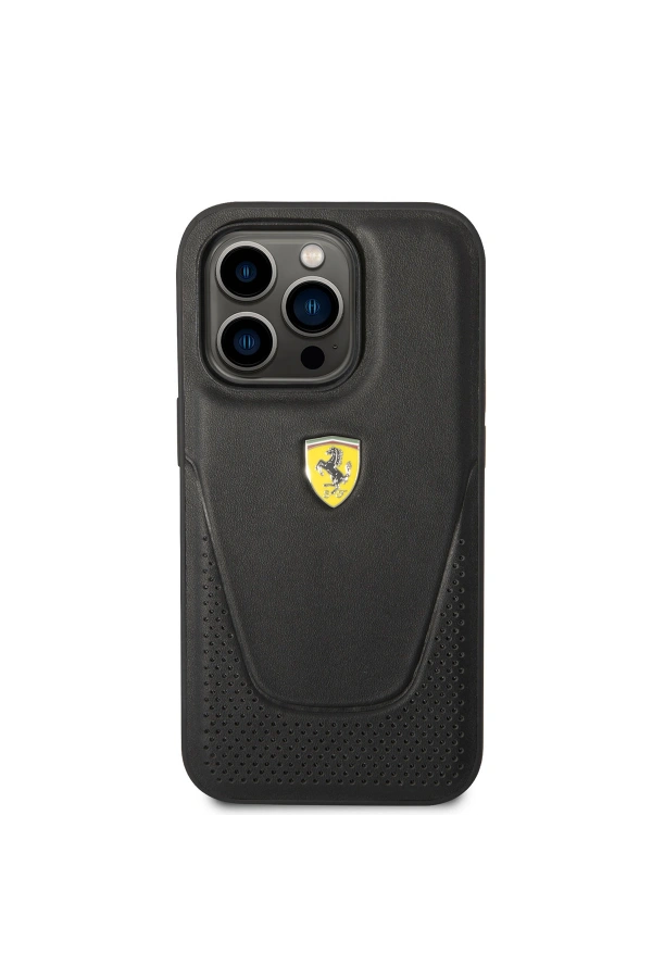 Apple iPhone 14 Pro Kılıf Ferrari Deri Delikli Dizayn Kapak