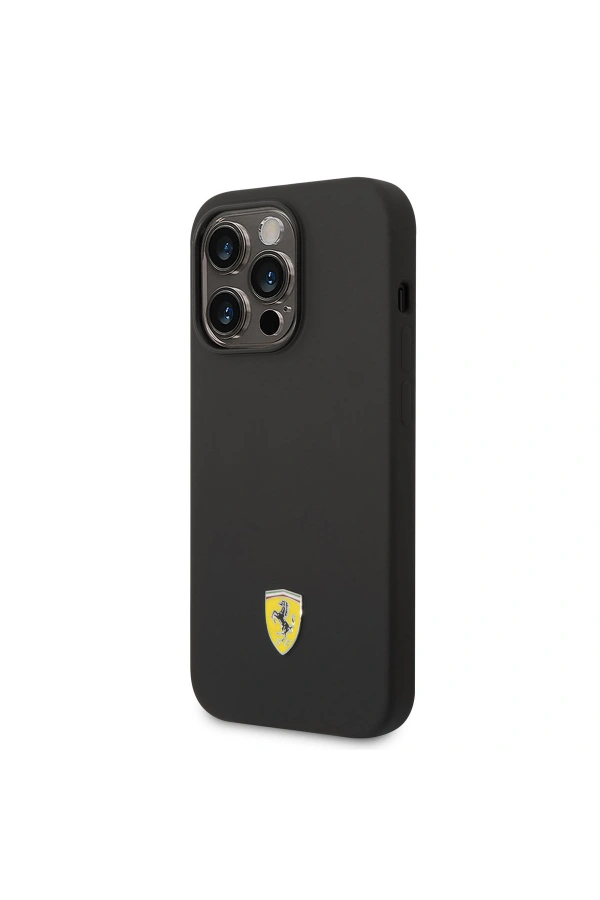 Apple iPhone 14 Pro Kılıf Ferrari M-safe Şarj Özellikli Silikon Metal Logo Dizayn Kapak
