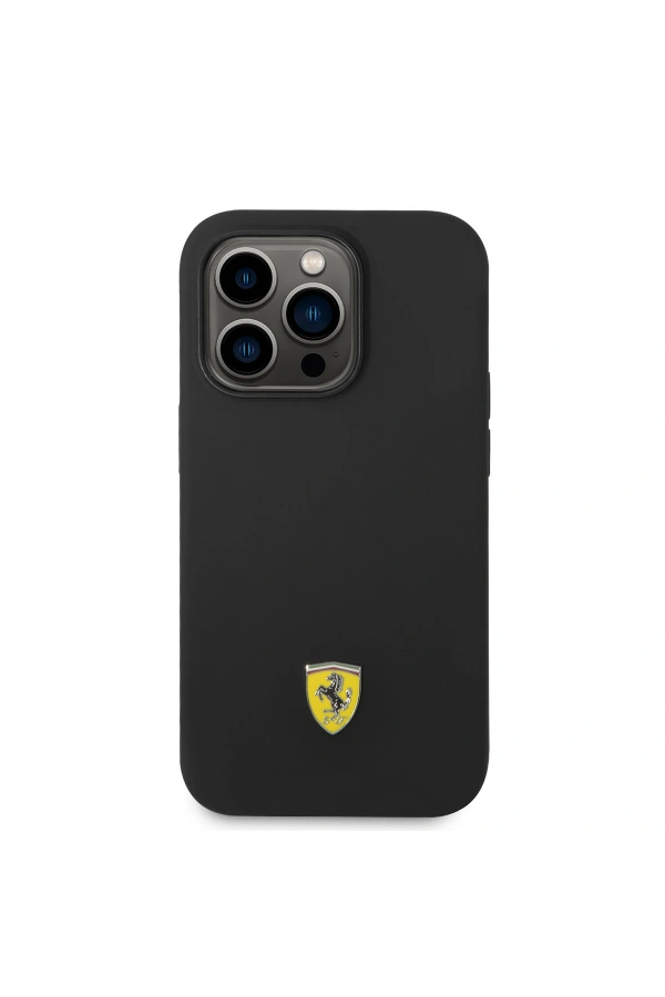 Apple iPhone 14 Pro Kılıf Ferrari M-safe Şarj Özellikli Silikon Metal Logo Dizayn Kapak