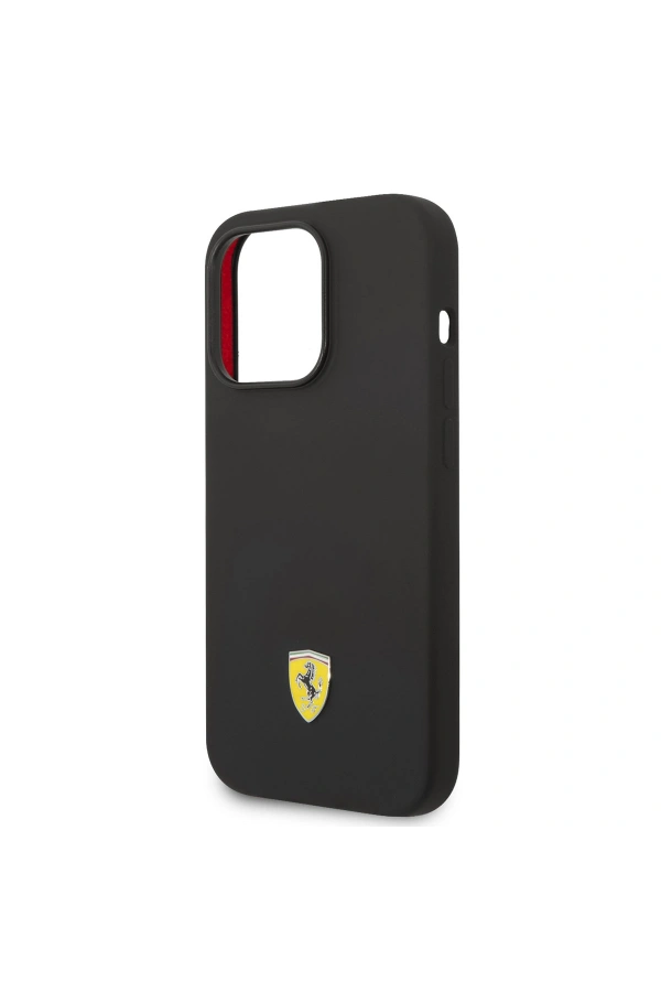 Apple iPhone 14 Pro Kılıf Ferrari M-safe Şarj Özellikli Silikon Metal Logo Dizayn Kapak