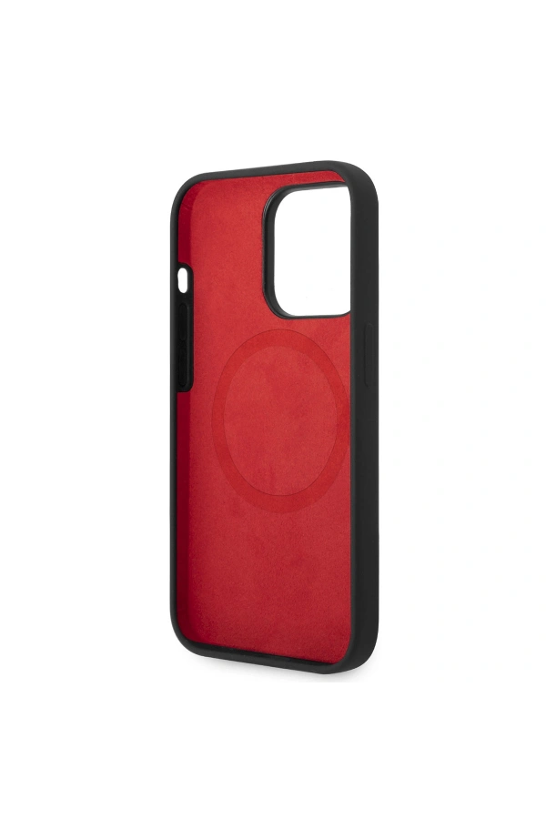 Apple iPhone 14 Pro Kılıf Ferrari M-safe Şarj Özellikli Silikon Metal Logo Dizayn Kapak