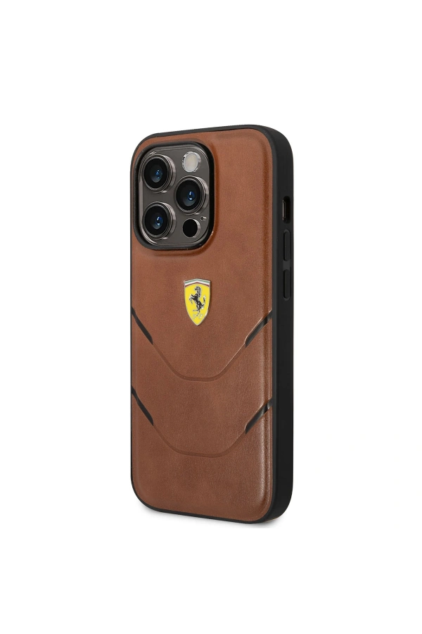 Apple iPhone 14 Pro Kılıf Ferrari Orjinal Lisanslı PU Deri Sıcak Baskı Çizgili Dizayn Kapak