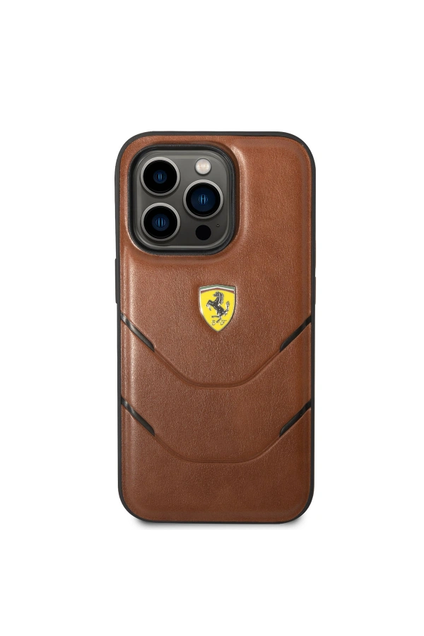 Apple iPhone 14 Pro Kılıf Ferrari Orjinal Lisanslı PU Deri Sıcak Baskı Çizgili Dizayn Kapak