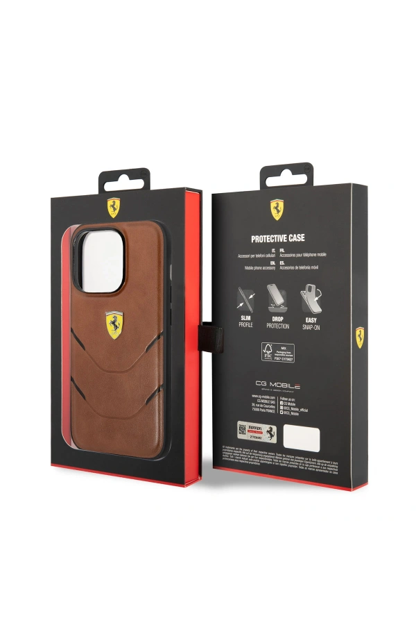Apple iPhone 14 Pro Kılıf Ferrari Orjinal Lisanslı PU Deri Sıcak Baskı Çizgili Dizayn Kapak