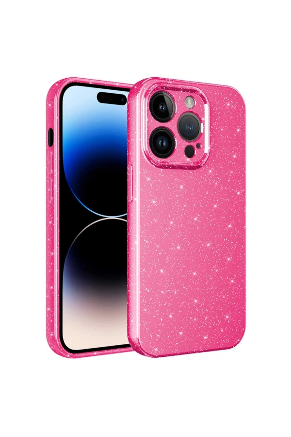 Apple iPhone 14 Pro Kılıf Kamera Korumalı Simli Lüks Zore Koton Kapak