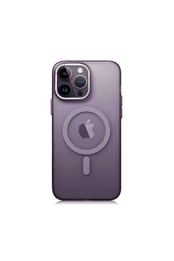 Apple iPhone 14 Pro Kılıf M-safe Şarj Özellikli Buzlu Sert PC Zore Tuval Kapak