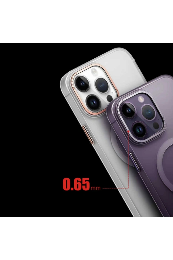Apple iPhone 14 Pro Kılıf M-safe Şarj Özellikli Buzlu Sert PC Zore Tuval Kapak