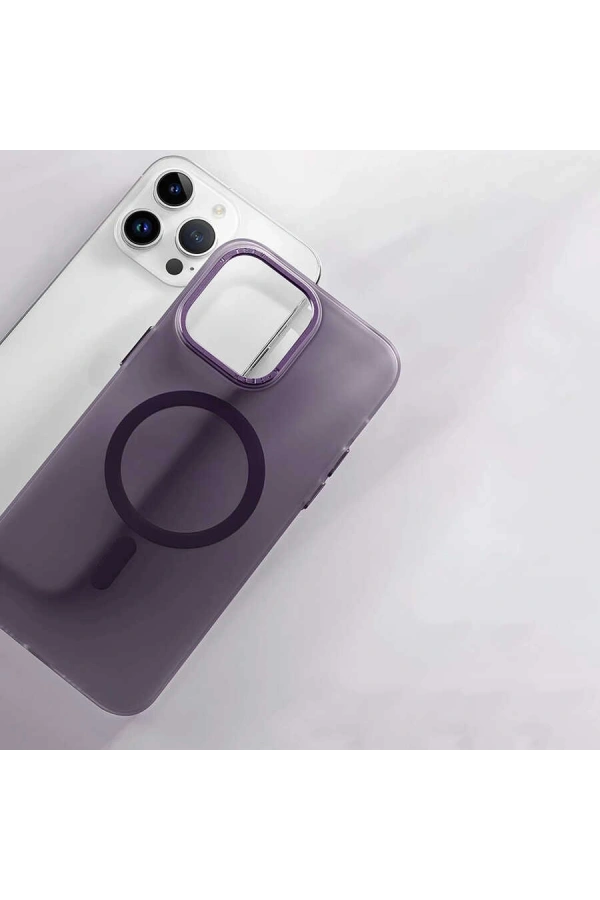 Apple iPhone 14 Pro Kılıf M-safe Şarj Özellikli Buzlu Sert PC Zore Tuval Kapak