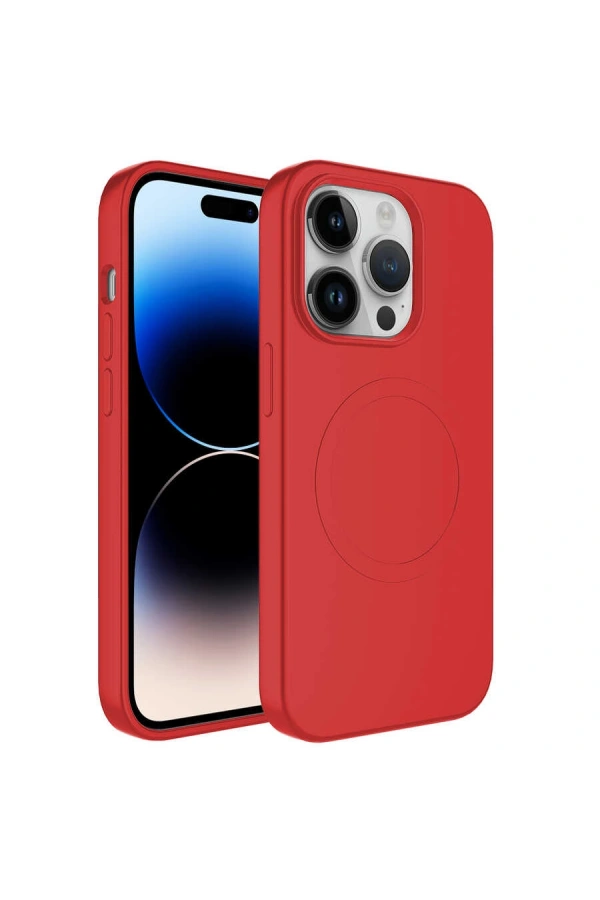 Apple iPhone 14 Pro Kılıf M-safe Wireless Şarj Özellikli Pastel Renk Silikon Zore Plas Kapak