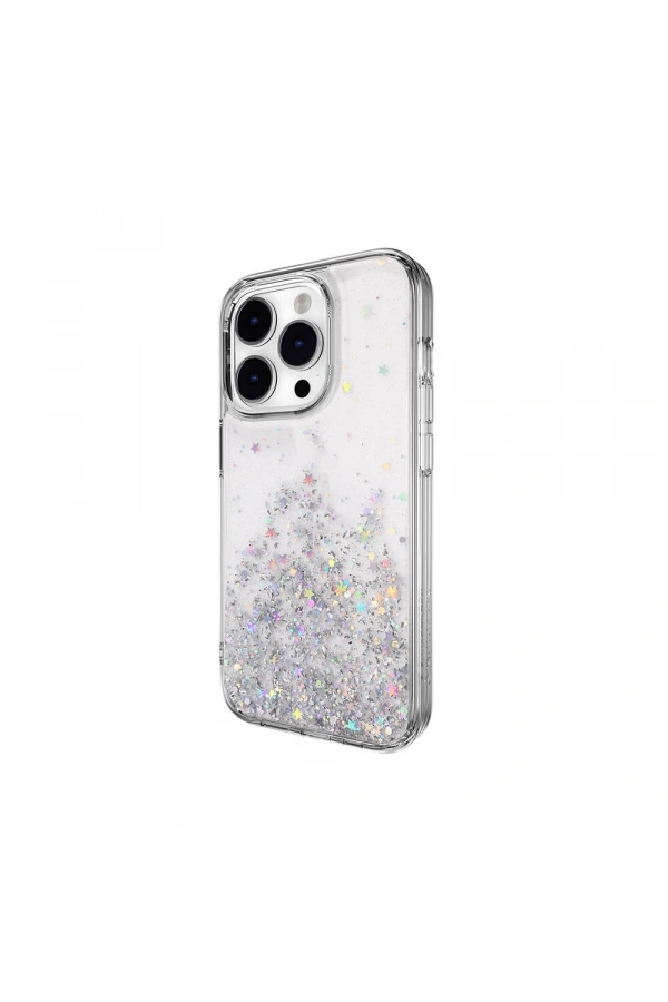Apple iPhone 14 Pro Kılıf Parlayan Simli Şeffaf Lisanslı Switcheasy Starfield Kapak
