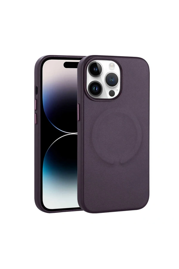 Apple iPhone 14 Pro Kılıf PU Deri M-safe Wireless Şarj Özellikli Zore Derix Kapak
