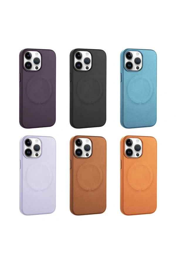 Apple iPhone 14 Pro Kılıf PU Deri M-safe Wireless Şarj Özellikli Zore Derix Kapak