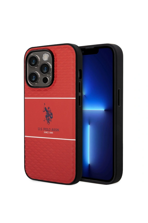Apple iPhone 14 Pro Kılıf U.S. POLO ASSN. Deri Şeritli Logo Dizayn Kapak