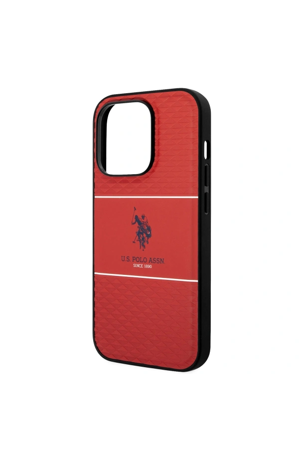 Apple iPhone 14 Pro Kılıf U.S. POLO ASSN. Deri Şeritli Logo Dizayn Kapak