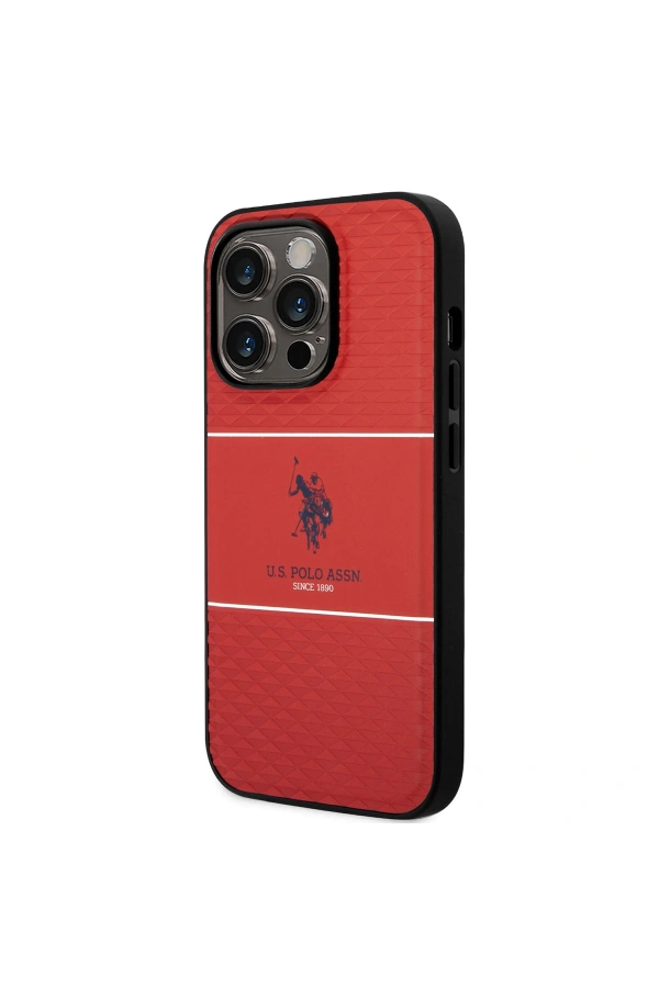 Apple iPhone 14 Pro Kılıf U.S. POLO ASSN. Deri Şeritli Logo Dizayn Kapak