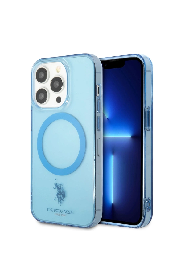 Apple iPhone 14 Pro Kılıf U.S. POLO ASSN. M-safe Şarj Özellikli Transparan Tasarım Kapak