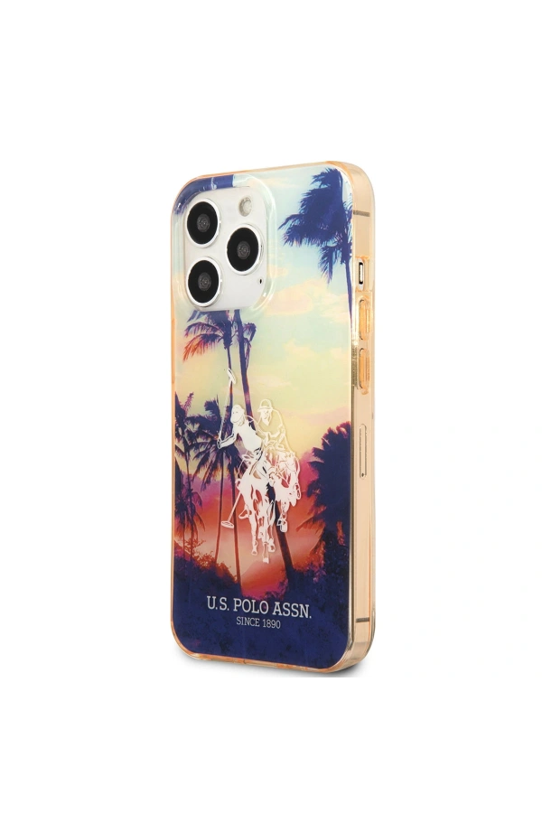 Apple iPhone 14 Pro Kılıf U.S. POLO ASSN. Renkli Ağaç Baskılı Dizayn Kapak