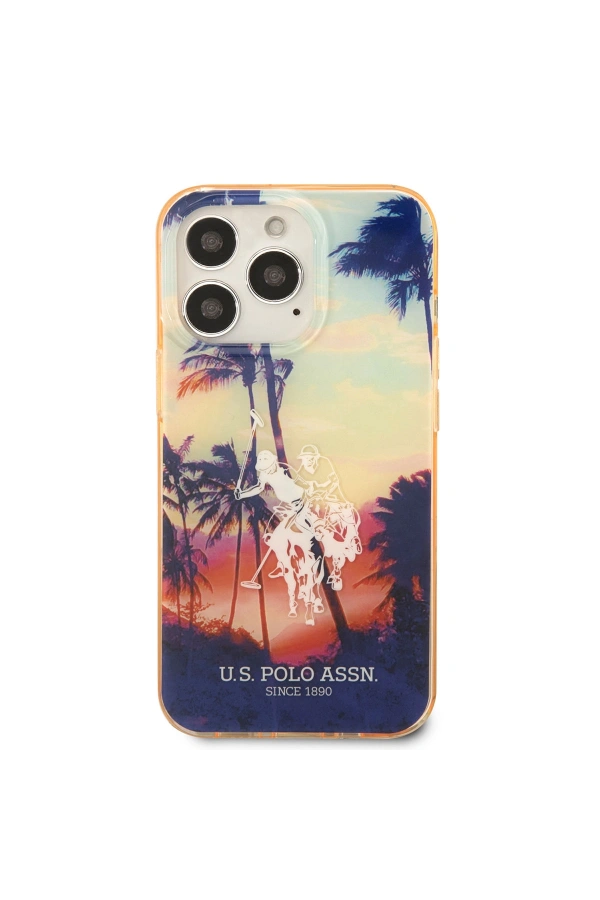 Apple iPhone 14 Pro Kılıf U.S. POLO ASSN. Renkli Ağaç Baskılı Dizayn Kapak