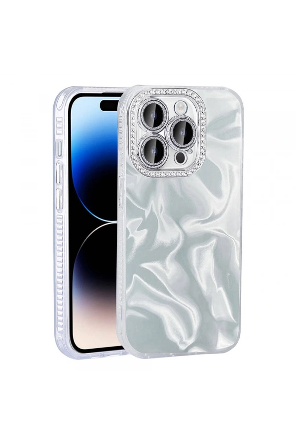 Apple iPhone 14 Pro Max Kılıf Airbagli Parlak Taş Detay Tasarımlı Zore Esila Kapak