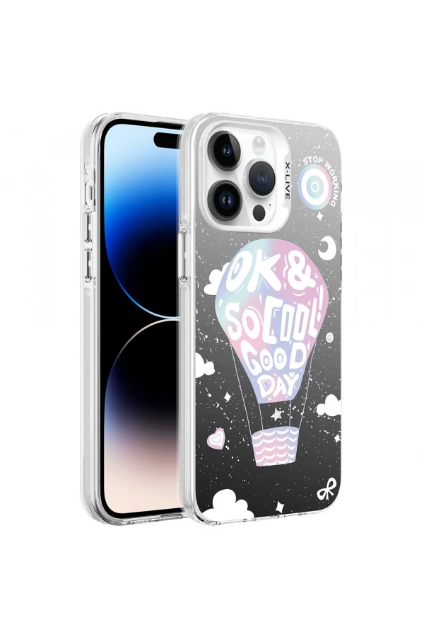 Apple iPhone 14 Pro Max Kılıf Desenli Zore Silver Sert Kapak