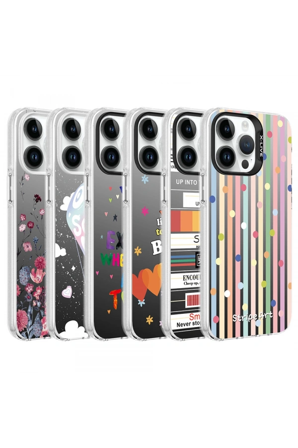 Apple iPhone 14 Pro Max Kılıf Desenli Zore Silver Sert Kapak