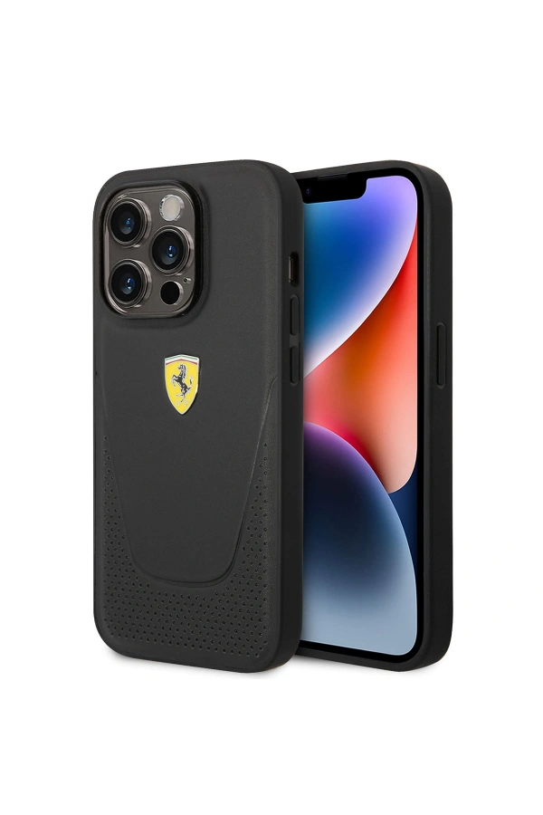 Apple iPhone 14 Pro Max Kılıf Ferrari Deri Delikli Dizayn Kapak